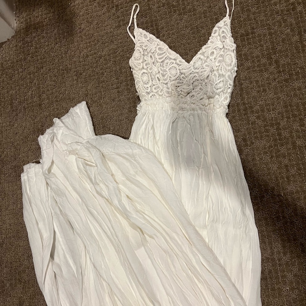 White crochet bust dress